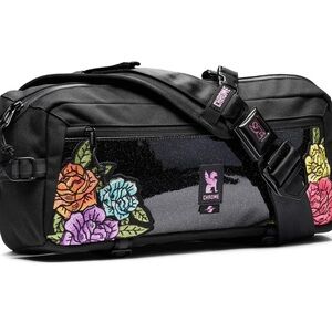 Chrome Kadet Sling Black Crossbody Bag with Floral Accents - Pride Collection